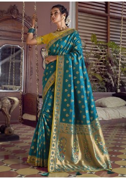 Turquoise Blue-silk-saree-